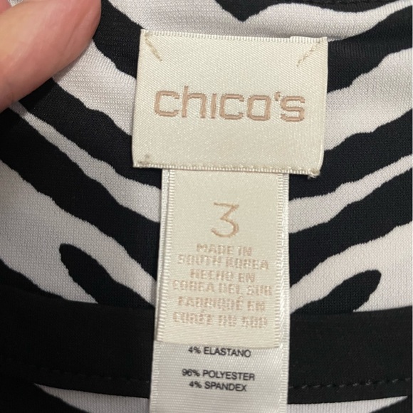 Chico's Ladies Zebra Print Blouse Black White Size 3 - Picture 2 of 8